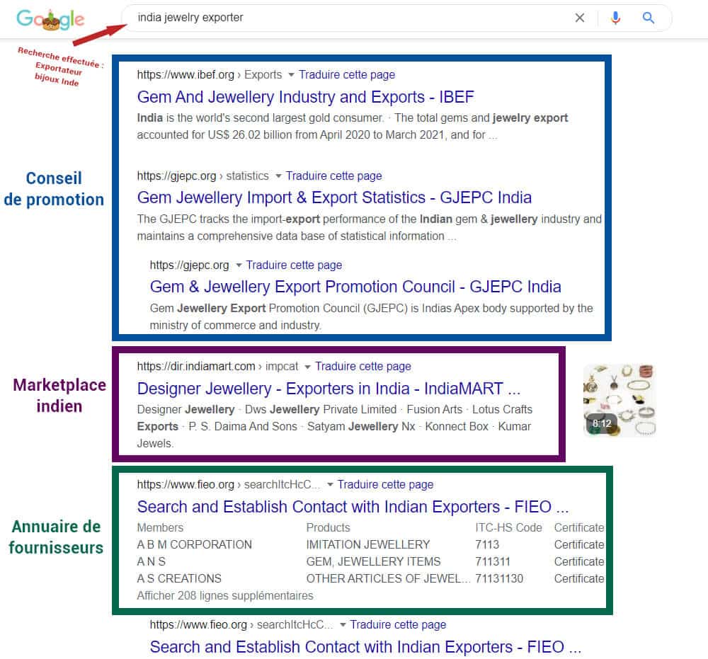 Recherche Google Exportateurs